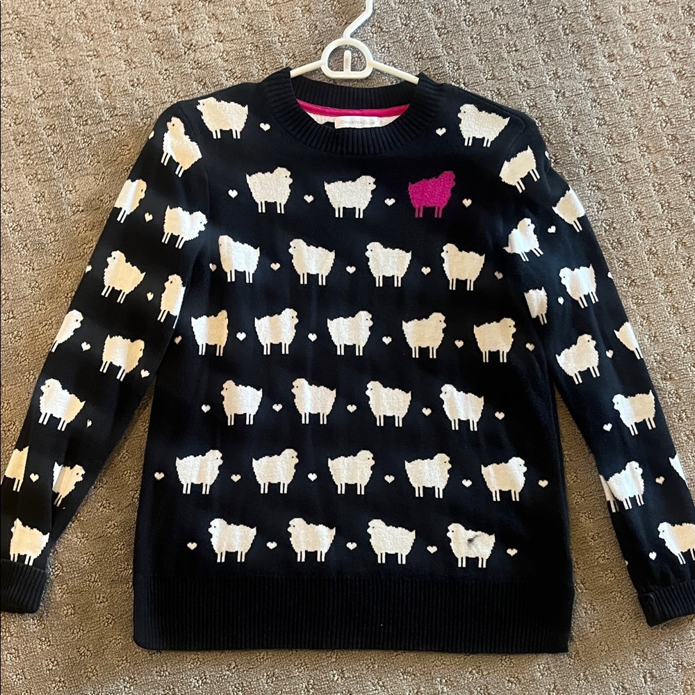 Charter Club Black Sheep Pattern Crew Neck Sweater